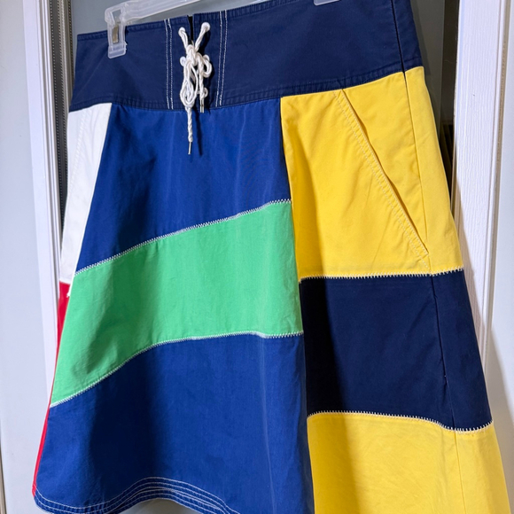 Women's American Living Patchwork Mini Skirt Size 8 Blue Yellow Multi-color - Picture 2 of 6